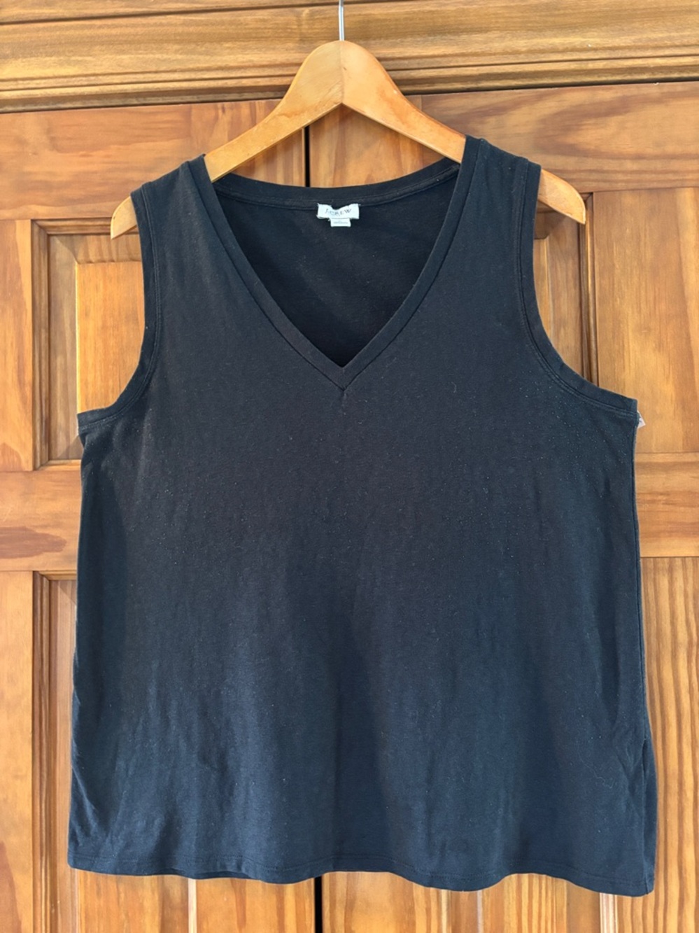 J. Crew Black V-Neck Cotton Tank